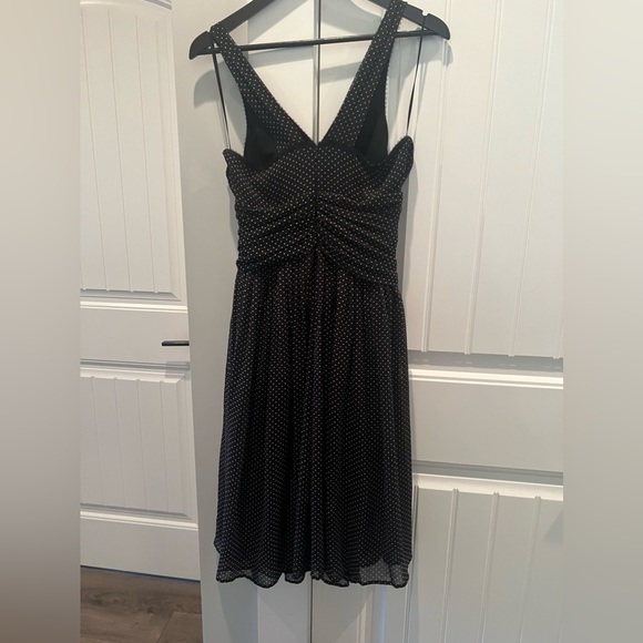 100% Silk Black and white polka dot midi dress - Picture 4 of 7